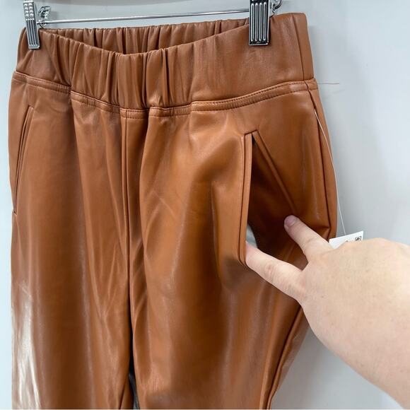NWT INC Faux Leather High Rise Jogger Pull On Pants in Cinnamon Spice Size Small - Picture 5 of 13